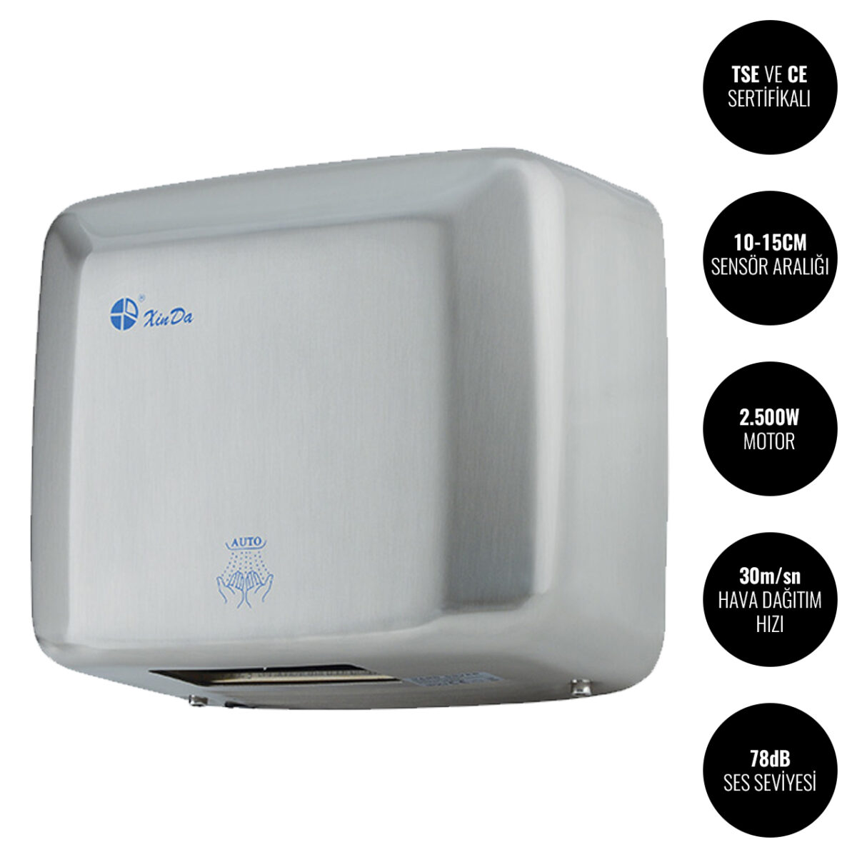 Sensörlü El Kurutma Makinesi GSQ250A - Xinda Bottom Blowing Hand Dryer @kircaco