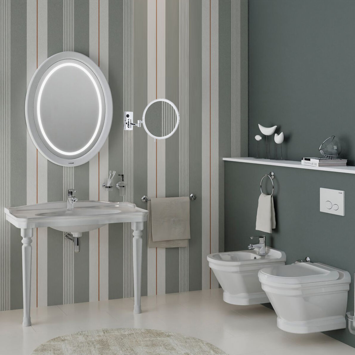Elegance 3 Kollu Ledli Makyaj Aynası (Kare Rozet) - Görsel 2