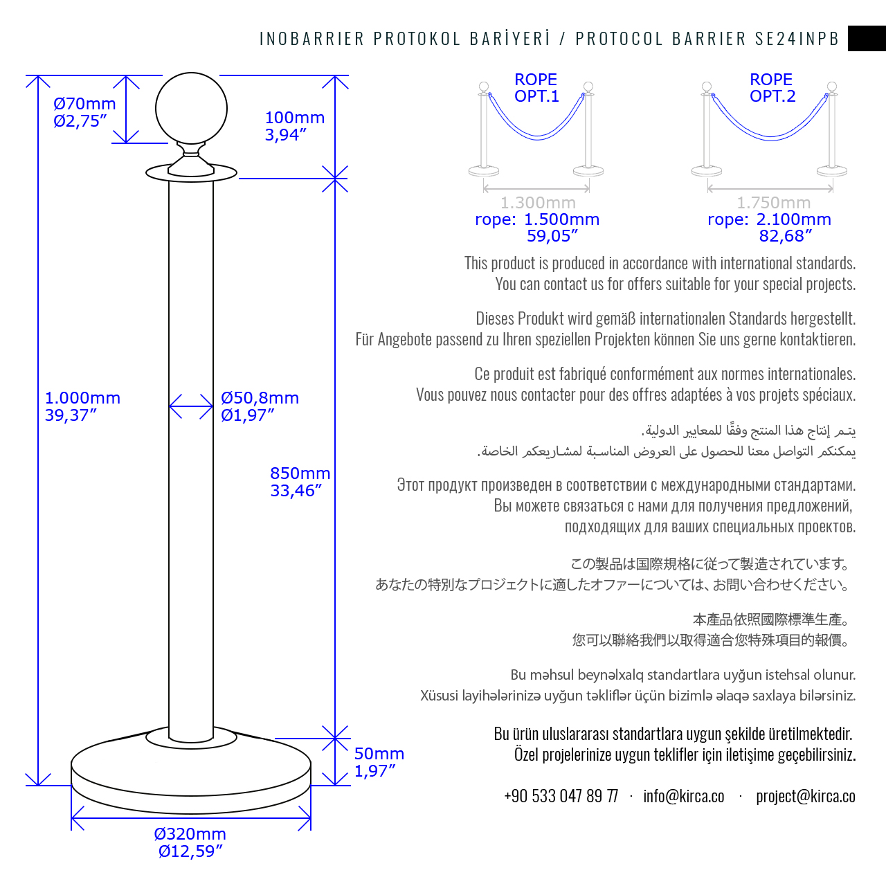 inobarrier-krom-protokol-bariyeri-i7-teknik-SE24INRB01CR-chrome-rope-barrier-techsheet-kirca InoBarrier Krom Protokol Bariyeri - Tek Direk - Görsel 8