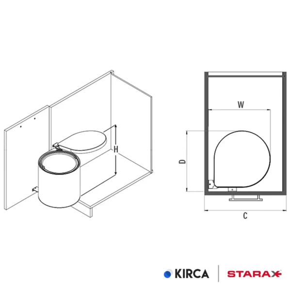 Tezgah Altı Otomatik Kapaklı Çöp Kovası 10 LT Blueprint #islakhacim @kircaco