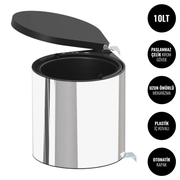 Tezgah Altı Otomatik Kapaklı Paslanmaz Çelik Çöp Kovası 10 LT #islakhacim @kircaco