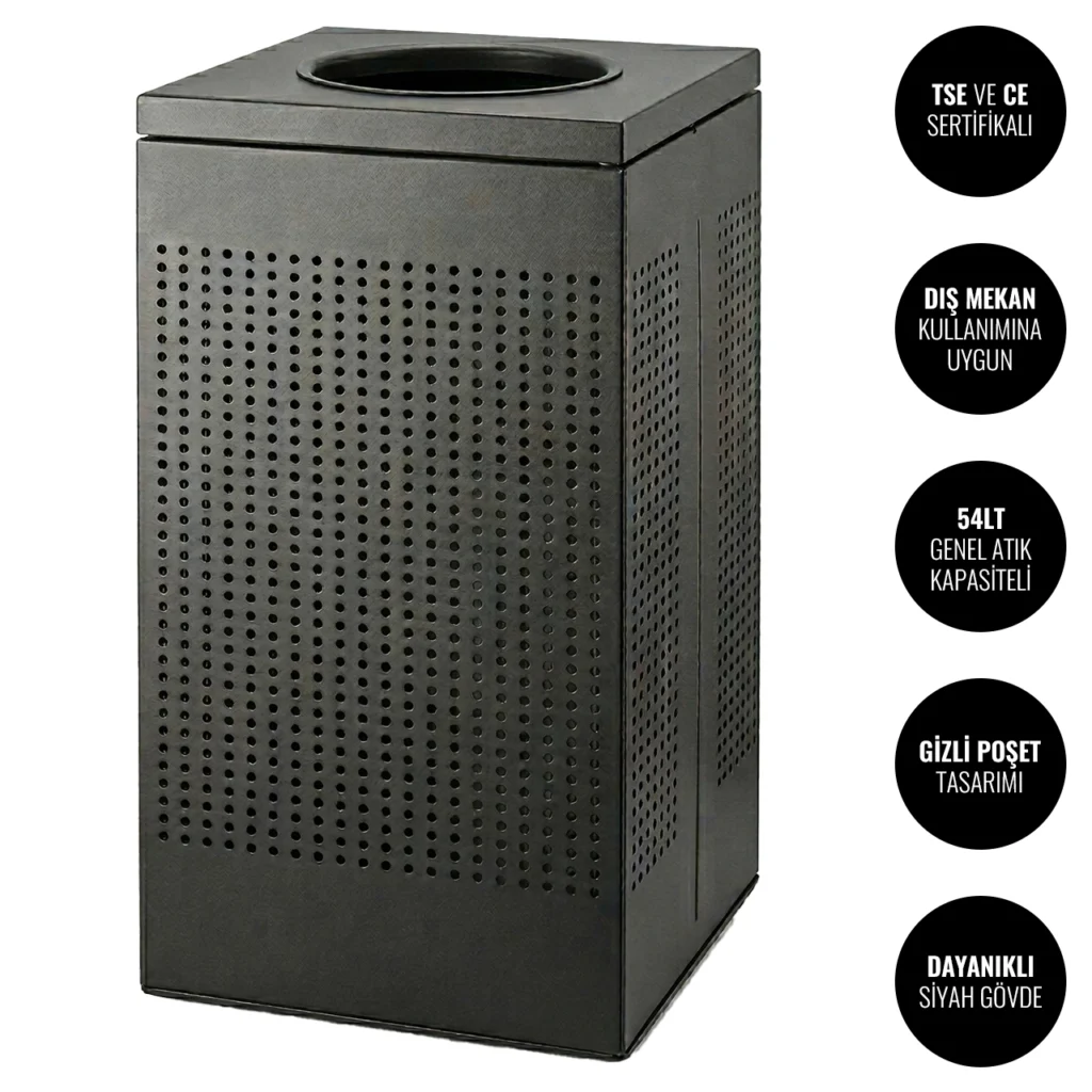 InoBin OTC769 Dış Mekan Siyah Çöp Kovası 54lt O6GEPTTCI54B Outdoor Trash Can @kircaco #dismekan
