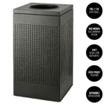 InoBin OTC769 Dış Mekan Siyah Çöp Kovası 54lt O6GEPTTCI54B Outdoor Trash Can @kircaco #dismekan