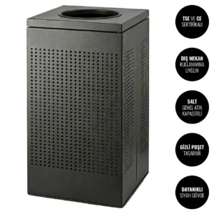 InoBin OTC769 Dış Mekan Siyah Çöp Kovası 54lt O6GEPTTCI54B Outdoor Trash Can @kircaco #dismekan