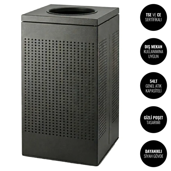 InoBin OTC769 Dış Mekan Siyah Çöp Kovası 54lt O6GEPTTCI54B Outdoor Trash Can @kircaco #dismekan