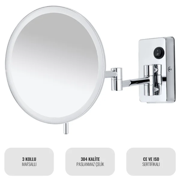 EIM Elegance MML3AC 3 Kollu Mafsallı Ledli Makyaj Aynası - Kare Rozetli W6BEPTMMEE3C Triple Articulated Arm Led Makeup Mirror Square Badge @kircaco #islakhacim #makyajaynasi
