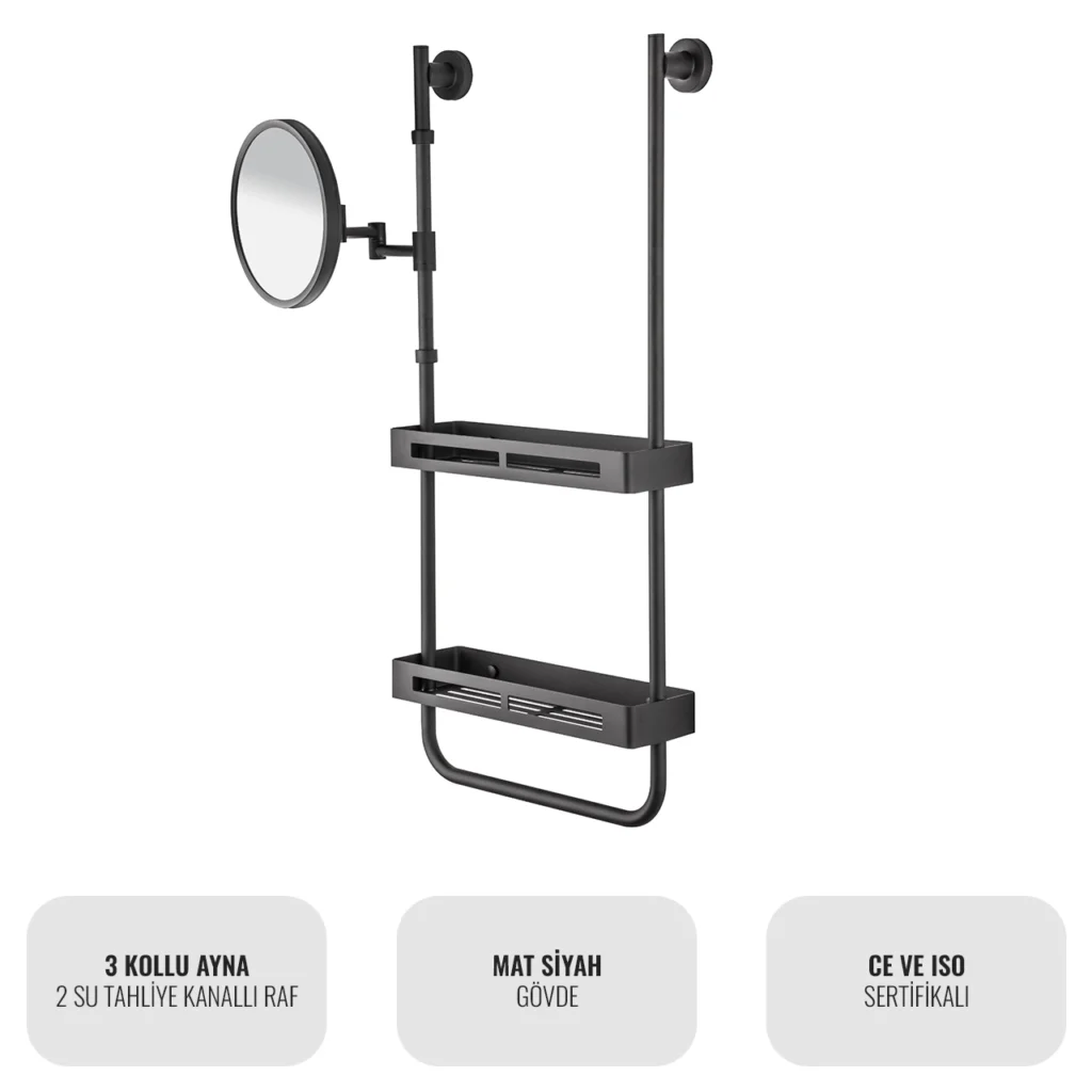 EIM Elegance SSH3AB Makyaj Aynalı Duş Rafı W6BEPTSSEE2B Makeup Mirror Shower Shelf @kircaco #islakhacim #dusrafi