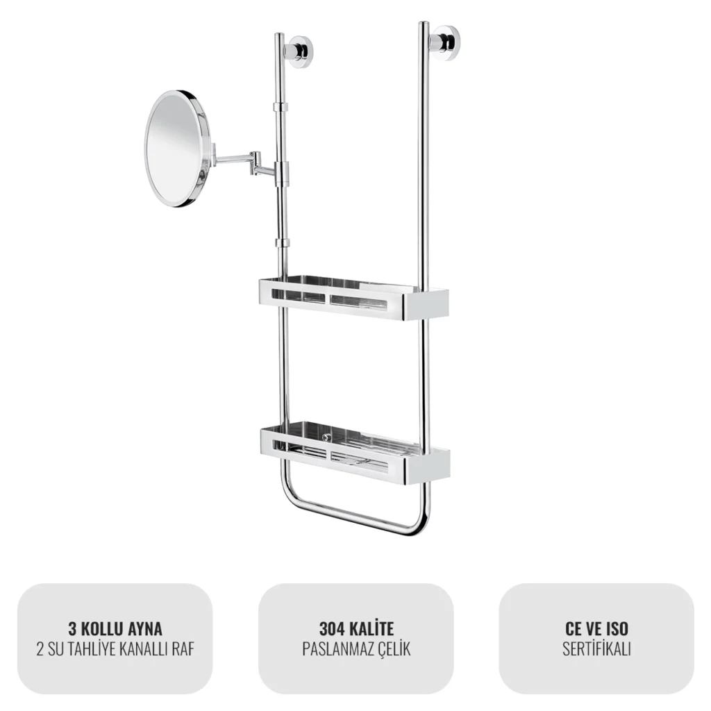 EIM Elegance SSH3AC Makyaj Aynalı Duş Rafı W6BEPTSSEE2C Makeup Mirror Shower Shelf @kircaco #islakhacim #dusrafi