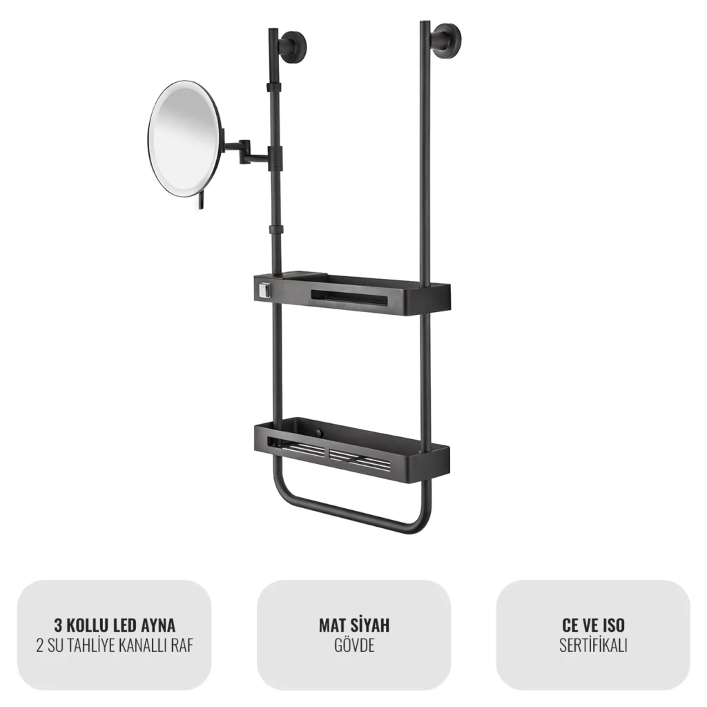 EIM Elegance SSL3AB Led Makyaj Aynalı Duş Rafı W6BEPTSSEE3B Led Makeup Mirror Shower Shelf @kircaco #islakhacim #dusrafi
