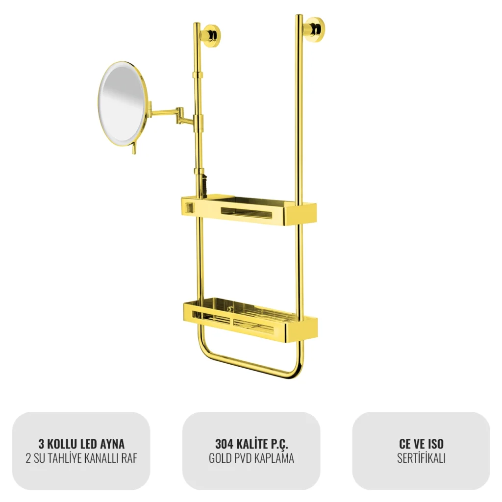 EIM Elegance SSL3AG Led Makyaj Aynalı Duş Rafı W6BEPTSSEE3G Led Makeup Mirror Shower Shelf @kircaco #islakhacim #dusrafi