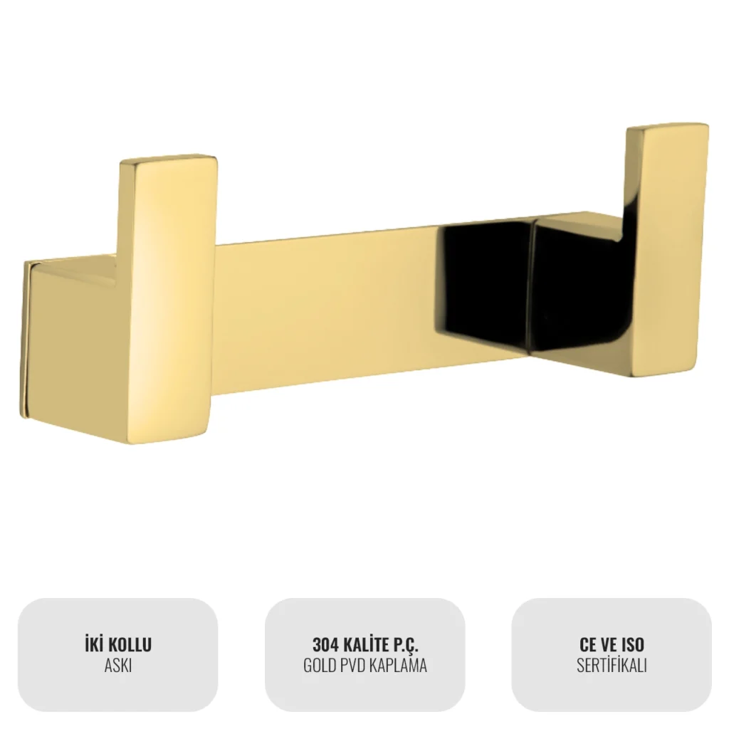 EIM Elegance TRH2AG Altın İkili Havlu Askısı W6BEPTTREE2G Gold Dual Towel Rack @kircaco #islakhacim #havluaskisi