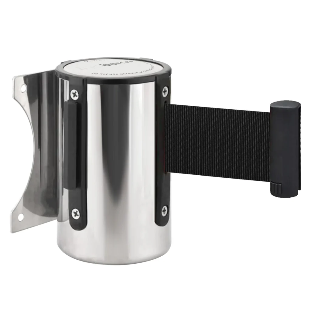 InoBarrier WBCA2B Duvara Monte Krom Şerit Bariyer 2M Siyah Şerit S6TEPTWBIC2B Chrome Retractable Belt Barrier 2M Black Belt #guvenlikekipmanlari #seritbariyer @kircaco