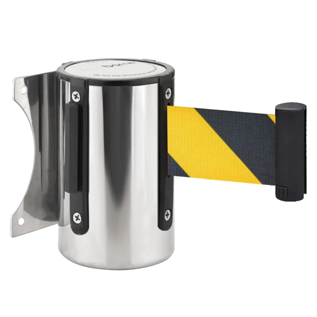 InoBarrier WBCA2C Duvara Monte Krom Şerit Bariyer 2M Uyarı Sarı-Siyah Şerit S6TEPTWBIC2C Chrome Retractable Belt Barrier 2M Caution Yellow-Black Belt #guvenlikekipmanlari #seritbariyer @kircaco