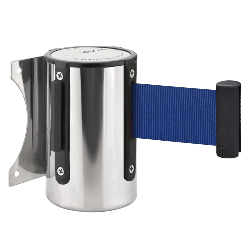 InoBarrier WBCA3N Duvara Monte Krom Şerit Bariyer 3M Lacivert Şerit S6TEPTWBIC3N Chrome Retractable Belt Barrier 3M Navy Blue Belt #guvenlikekipmanlari #seritbariyer @kircaco