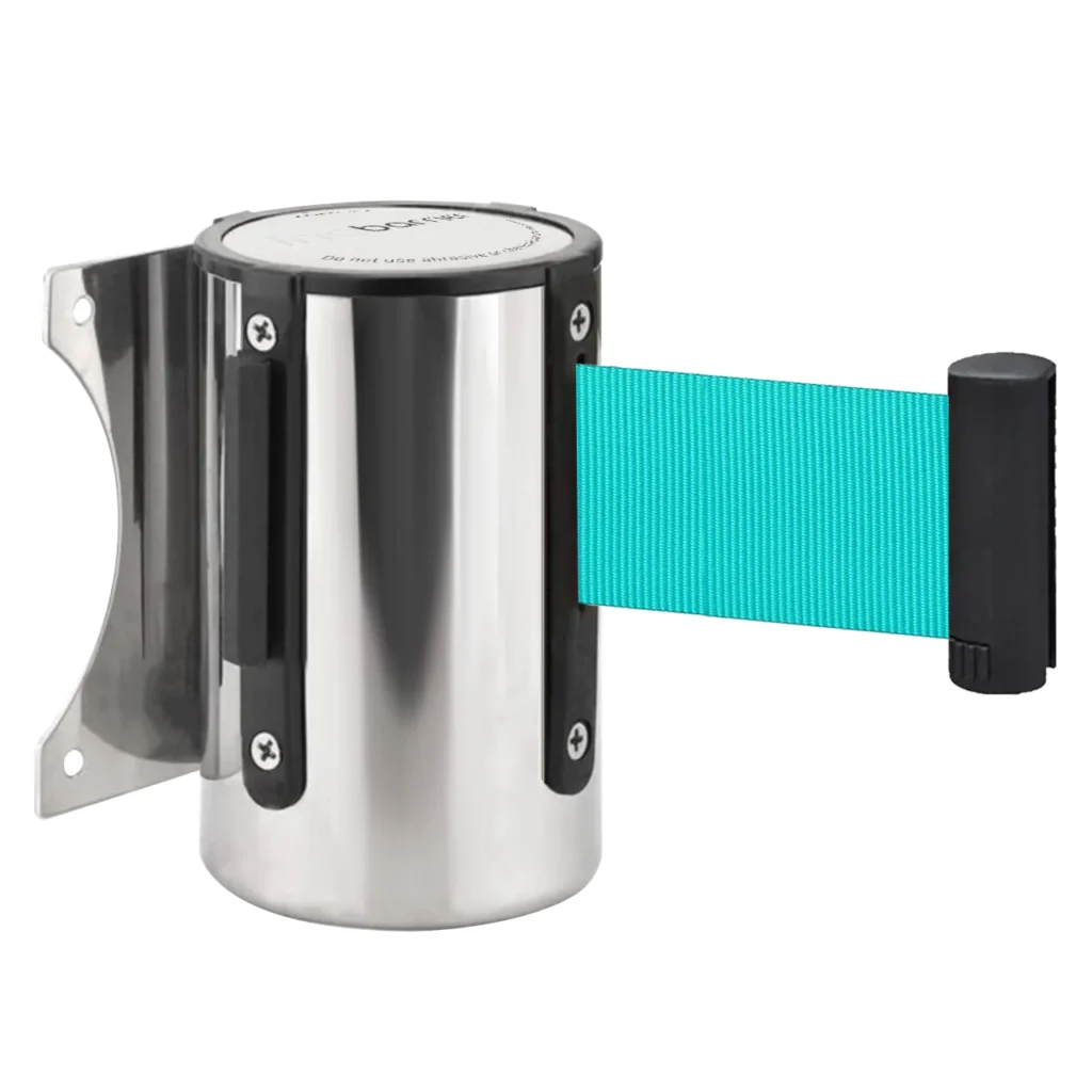 InoBarrier WBCA3T Duvara Monte Krom Şerit Bariyer 3M Turkuaz Şerit S6TEPTWBIC3T Chrome Retractable Belt Barrier 3M Turquoise Belt #guvenlikekipmanlari #seritbariyer @kircaco