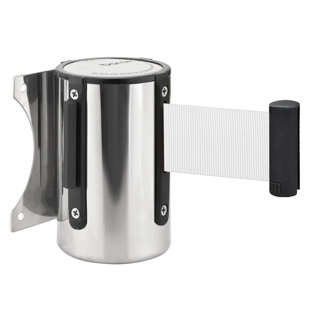 InoBarrier WBCA3W Duvara Monte Krom Şerit Bariyer 3M Beyaz Şerit S6TEPTWBIC3W Chrome Retractable Belt Barrier 3M White Belt #guvenlikekipmanlari #seritbariyer @kircaco