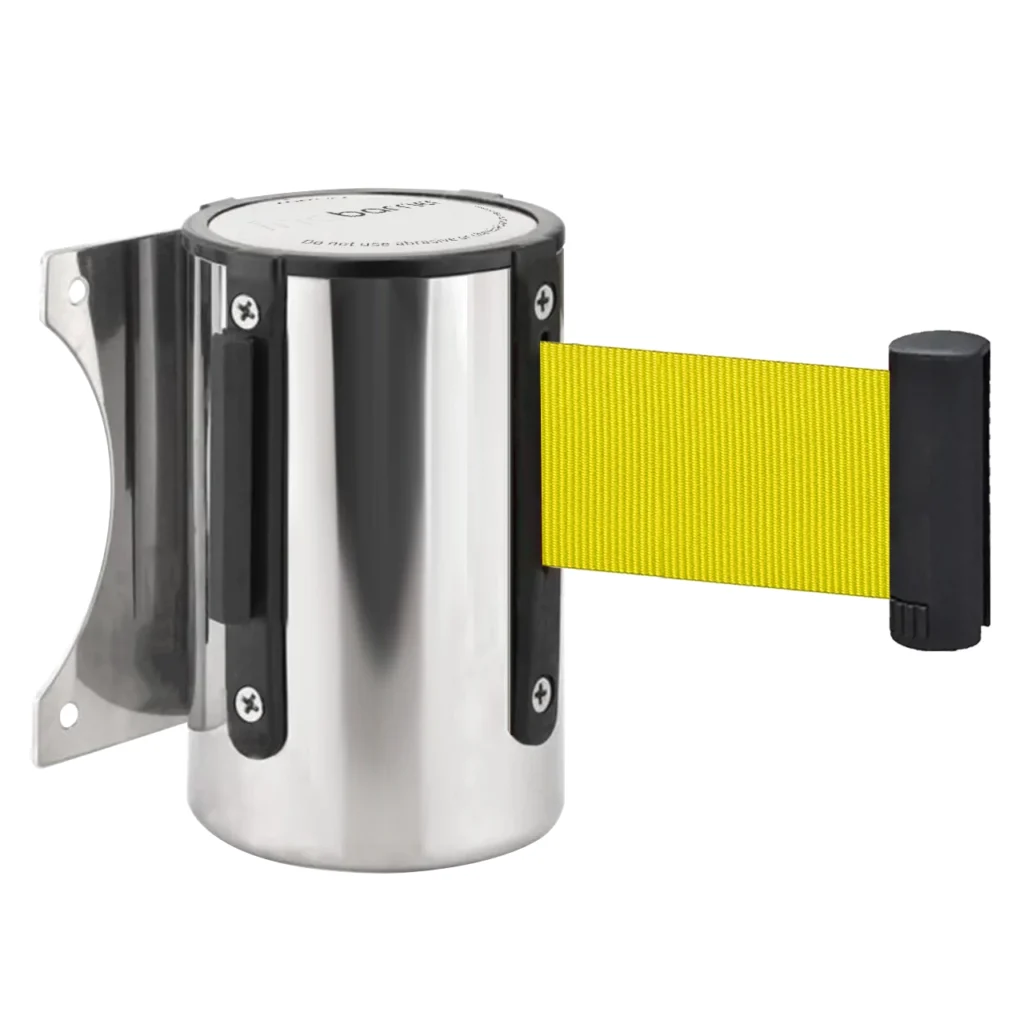 InoBarrier WBCA3Y Duvara Monte Krom Şerit Bariyer 3M Sarı Şerit S6TEPTWBIC3Y Chrome Retractable Belt Barrier 3M Yellow Belt #guvenlikekipmanlari #seritbariyer @kircaco