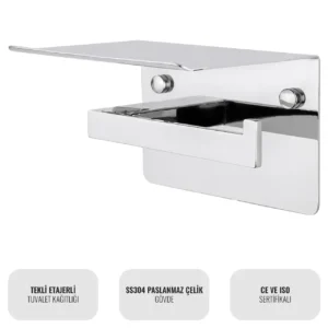 Elegance TPS1WM Tekli Etajerli Tuvalet Kağıtlığı W6BEATTPES1M Single Toilet Paper Holder with Shelf #islakhacim #wcaksesuarlari #eleganceserisi @kircaco