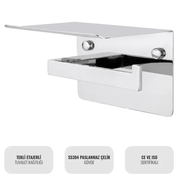 Elegance TPS1WM Tekli Etajerli Tuvalet Kağıtlığı W6BEATTPES1M Single Toilet Paper Holder with Shelf #islakhacim #wcaksesuarlari #eleganceserisi @kircaco