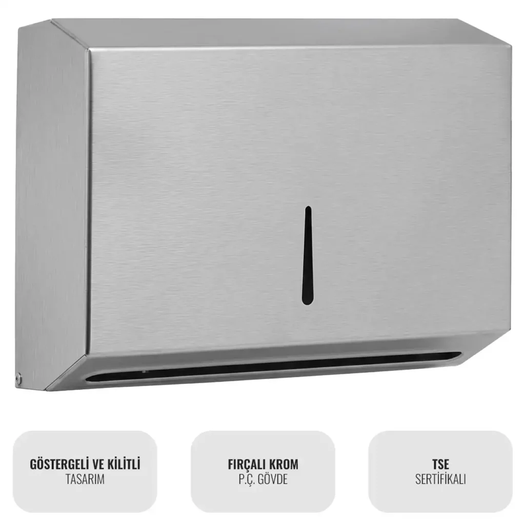 Public PTDC2Z Krom Z Katlı Kağıt Havlu Dispenseri 200'lü W6TEPTPDEM2Z Chrome Z Folded Paper Towel Dispenser 200s #PublicSerisi #islakhacim @kircaco