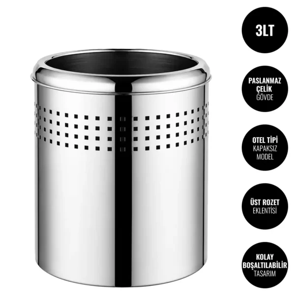 EIM TCHP3C Otel Tipi Paslanmaz Çelik Çöp Kovası 3LT W6TEPTTCEH3P Hotel Type Stainless Steel Trash Can #ıslakhacim #çöpkovası @kircaco