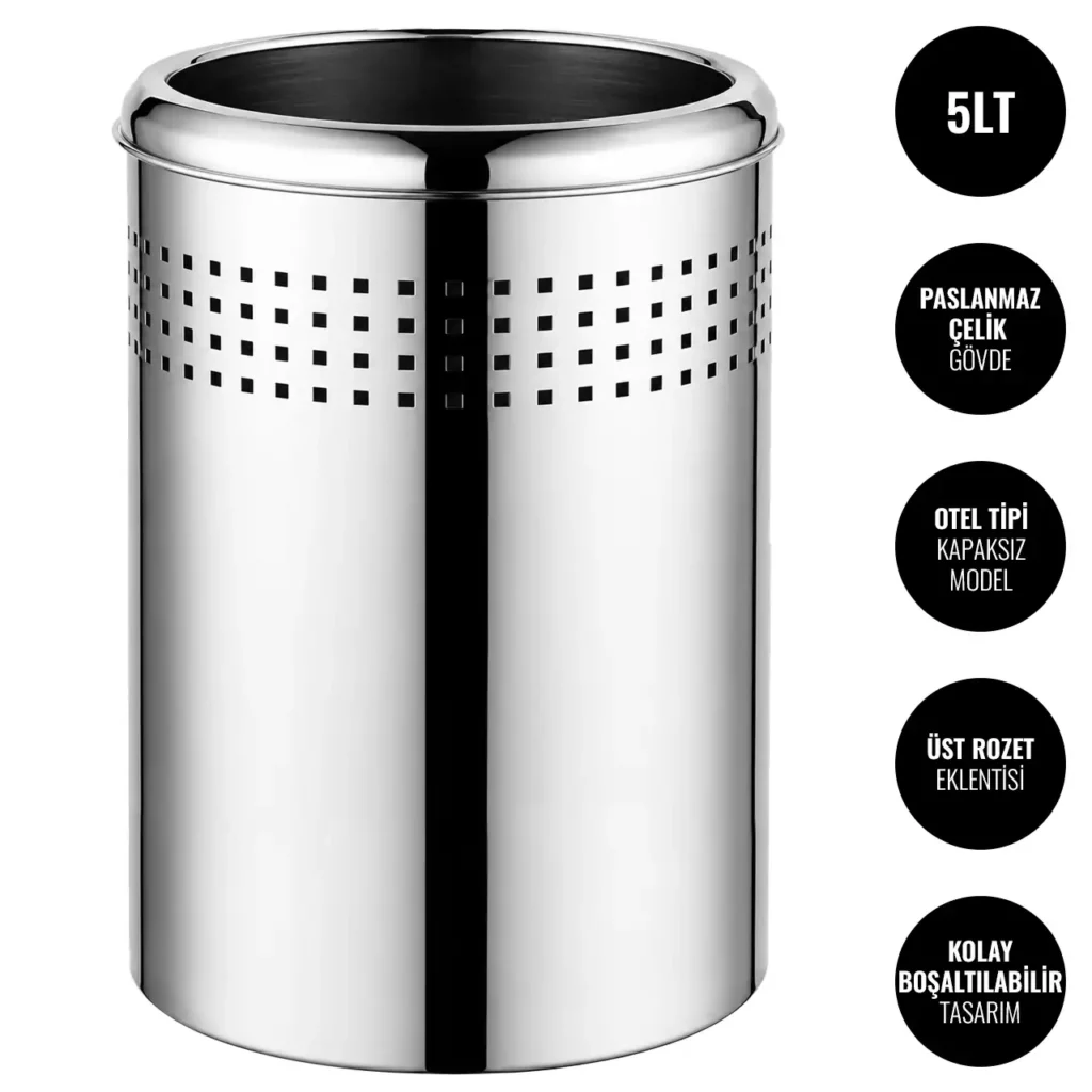 EIM TCHP5C Otel Tipi Paslanmaz Çelik Çöp Kovası 5LT W6TEPTTCEH5P Hotel Type Stainless Steel Trash Can #ıslakhacim #çöpkovası @kircaco