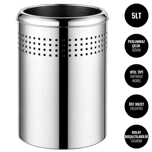 EIM TCHP5C Otel Tipi Paslanmaz Çelik Çöp Kovası 5LT W6TEPTTCEH5P Hotel Type Stainless Steel Trash Can #ıslakhacim #çöpkovası @kircaco