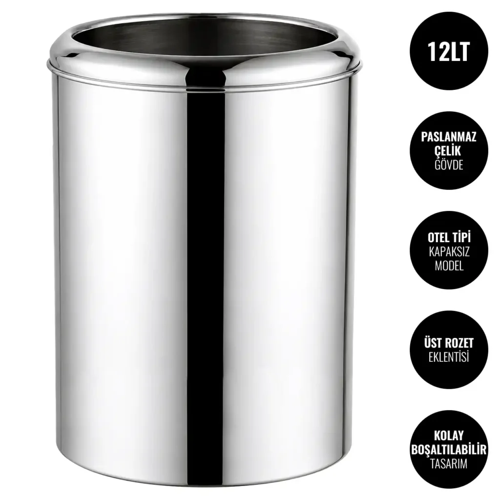EIM TCHT1C Otel Tipi Paslanmaz Çelik Çöp Kovası 12LT W6TEPTTCEH1C Hotel Type Stainless Steel Trash Can #ıslakhacim #çöpkovası @kircaco