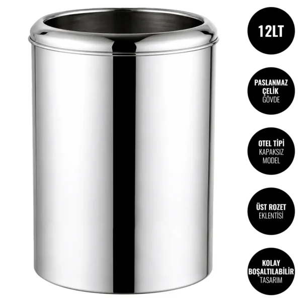 EIM TCHT1C Otel Tipi Paslanmaz Çelik Çöp Kovası 12LT W6TEPTTCEH1C Hotel Type Stainless Steel Trash Can #ıslakhacim #çöpkovası @kircaco