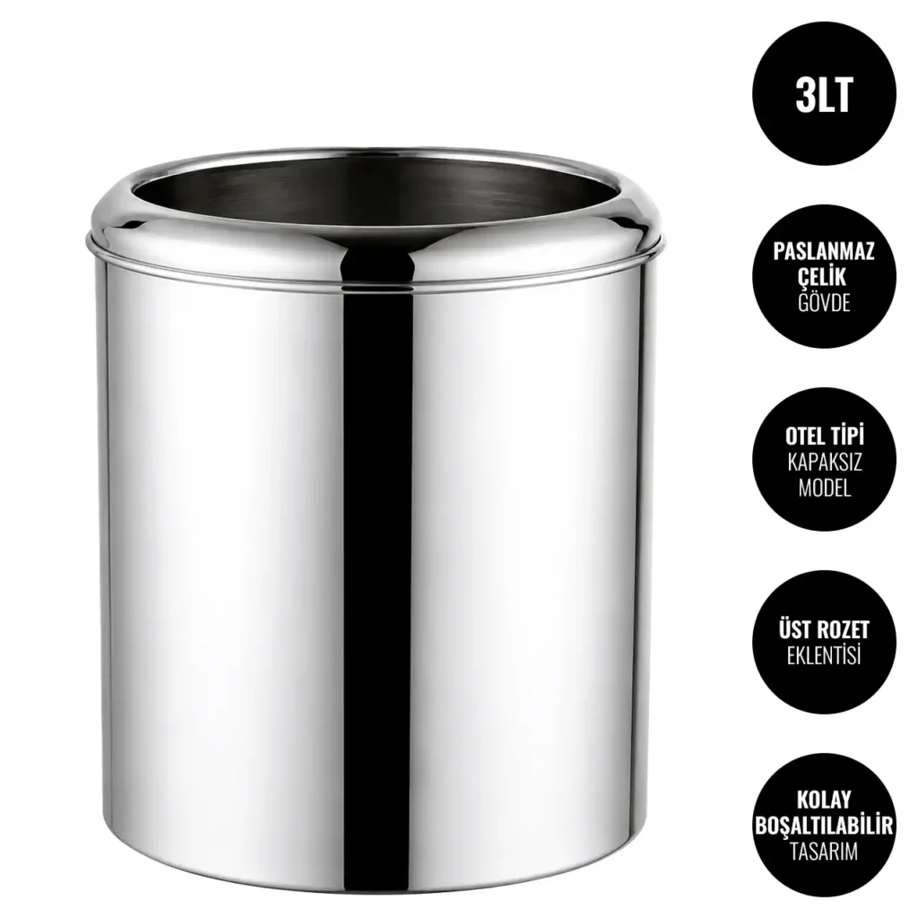 EIM TCHT3C Otel Tipi Paslanmaz Çelik Çöp Kovası 3LT W6TEPTTCEH3C Hotel Type Stainless Steel Trash Can #ıslakhacim #çöpkovası @kircaco