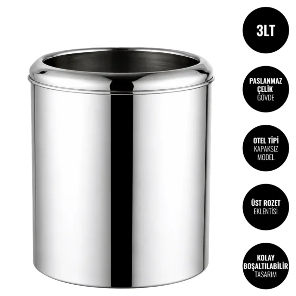 EIM TCHT3C Otel Tipi Paslanmaz Çelik Çöp Kovası 3LT W6TEPTTCEH3C Hotel Type Stainless Steel Trash Can #ıslakhacim #çöpkovası @kircaco