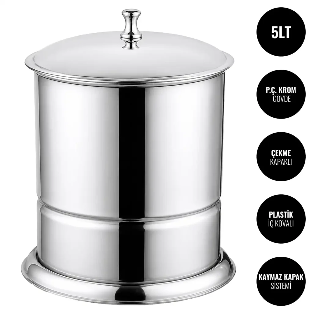 EIM TCSC5C Kapaklı Paslanmaz Çelik Krom Çöp Kovası 5LT W6TEPTTCES5K Lidded Stainless Steel Chrome Trash Can #ıslakhacim #çöpkovası @kircaco