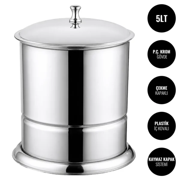 EIM TCSC5C Kapaklı Paslanmaz Çelik Krom Çöp Kovası 5LT W6TEPTTCES5K Lidded Stainless Steel Chrome Trash Can #ıslakhacim #çöpkovası @kircaco