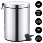 EIM TCSD5C Amortisör Kapaklı Pedallı Paslanmaz Çelik Çöp Kovası 5LT W6TEPTTCES5C Damper Lidded Pedal Stainless Steel Trash Can #ıslakhacim #çöpkovası @kircaco