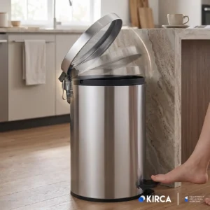 EIM TCSD5C Amortisör Kapaklı Pedallı Paslanmaz Çelik Çöp Kovası 5LT W6TEPTTCES5C Damper Lidded Pedal Stainless Steel Trash Can #ıslakhacim #çöpkovası @kircaco