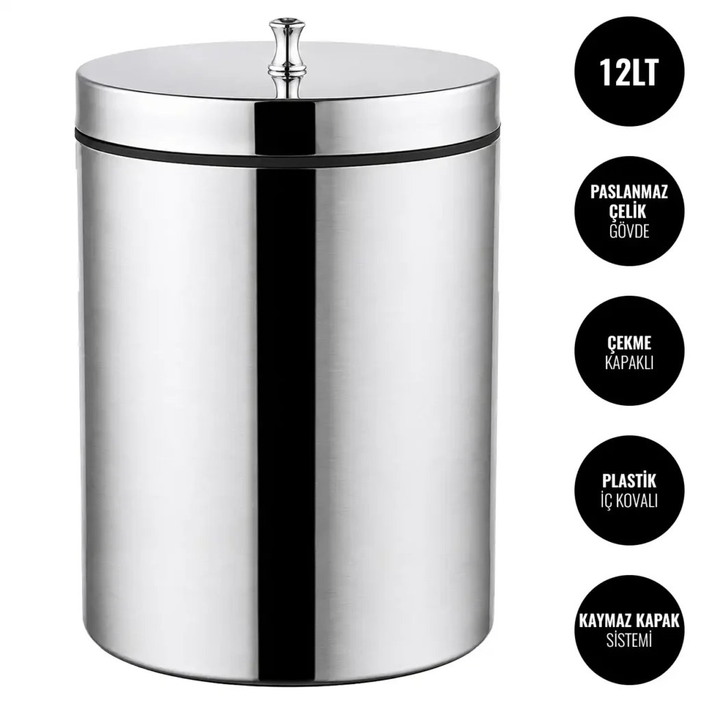 EIM TCSL1C Kapaklı Paslanmaz Çelik Çöp Kovası 12LT W6TEPTTCES1L Lidded Stainless Steel Trash Can #ıslakhacim #çöpkovası @kircaco