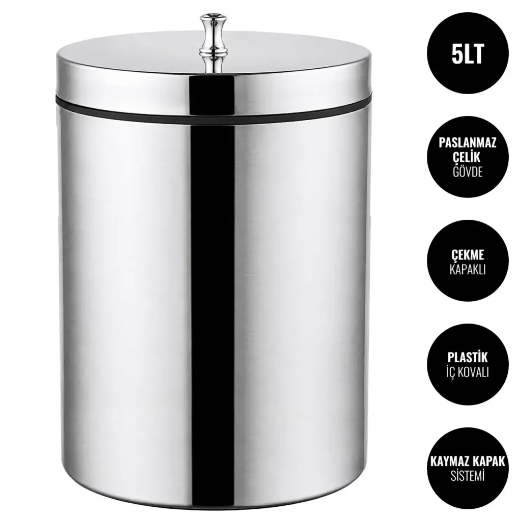 EIM TCSL5C Kapaklı Paslanmaz Çelik Çöp Kovası 5LT W6TEPTTCES5L Lidded Stainless Steel Trash Can #ıslakhacim #çöpkovası @kircaco