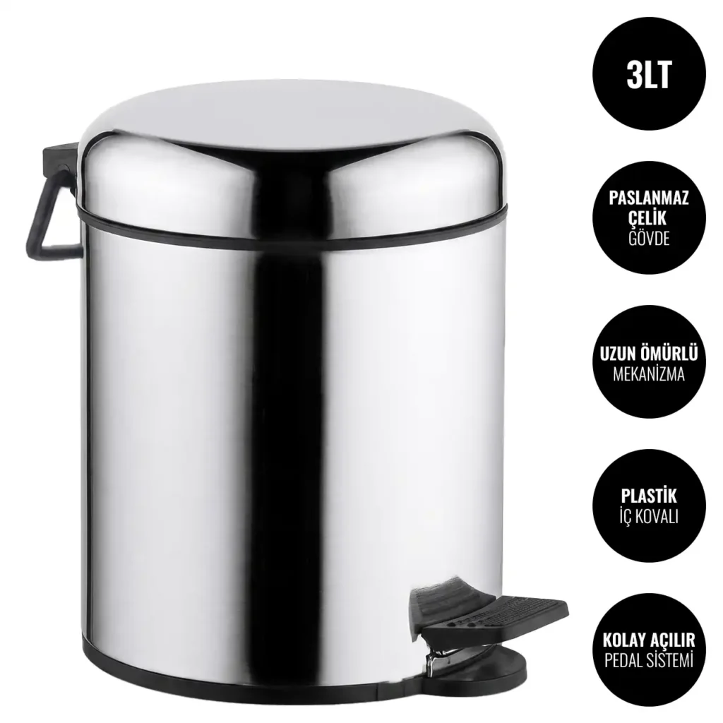 EIM TCSO3C Oval Kapaklı Pedallı Paslanmaz Çelik Çöp Kovası 3LT W6TEPTTCES3O Oval Lidded Pedal Stainless Steel Trash Can #ıslakhacim #çöpkovası @kircaco