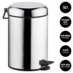 EIM TCSO5C Oval Kapaklı Pedallı Paslanmaz Çelik Çöp Kovası 5LT W6TEPTTCES5O Oval Lidded Pedal Stainless Steel Trash Can #ıslakhacim #çöpkovası @kircaco