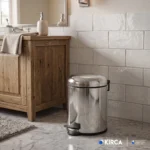 EIM TCSO5C Oval Kapaklı Pedallı Paslanmaz Çelik Çöp Kovası 5LT W6TEPTTCES5O Oval Lidded Pedal Stainless Steel Trash Can #ıslakhacim #çöpkovası @kircaco