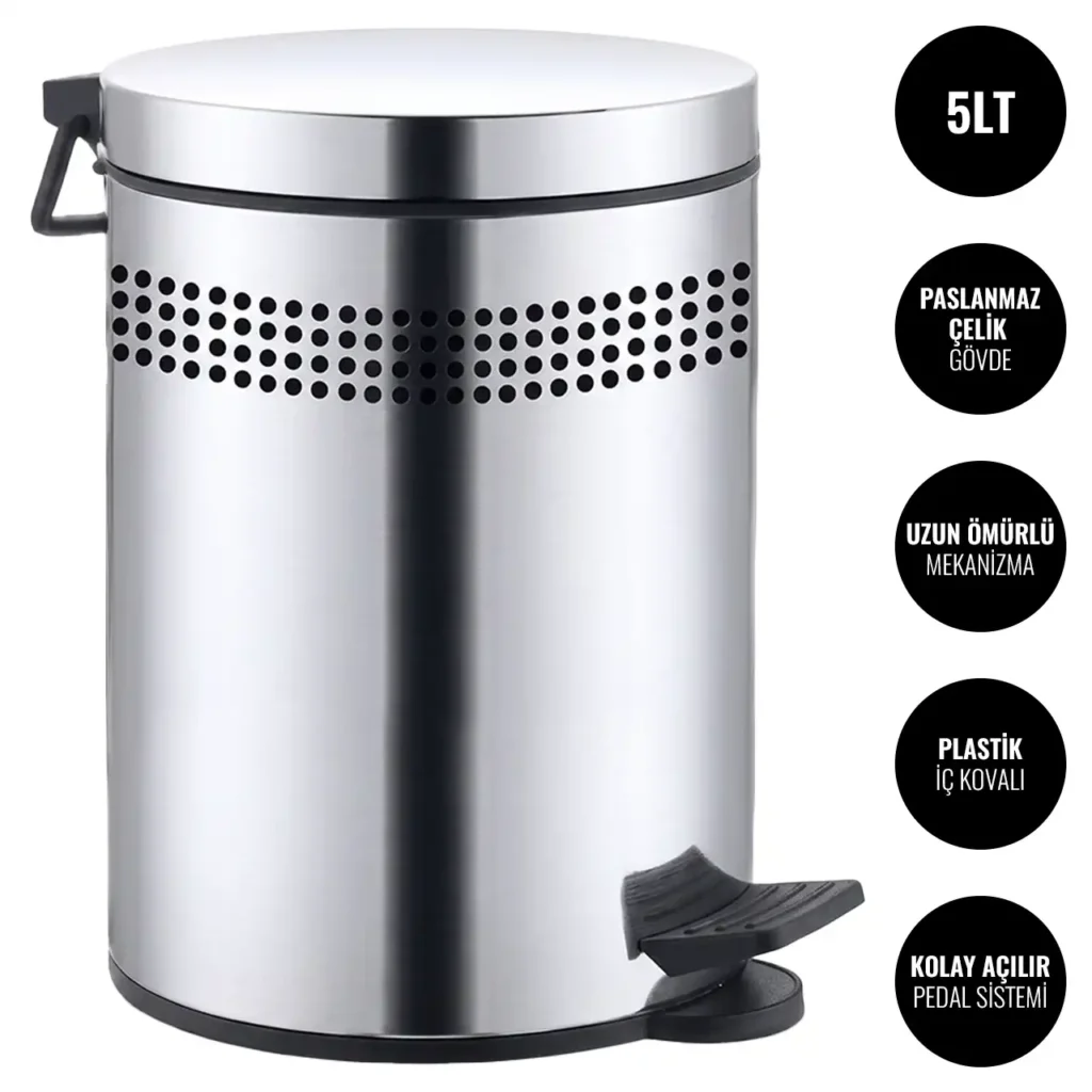 EIM TCSP5C Kapaklı Pedallı Paslanmaz Çelik Çöp Kovası 5LT W6TEPTTCES5P Lidded Pedal Stainless Steel Trash Can #ıslakhacim #çöpkovası @kircaco