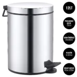 EIM TCSS1C Kapaklı Pedallı Paslanmaz Çelik Çöp Kovası 12LT W6TEPTTCES1C Lidded Pedal Stainless Steel Trash Can #ıslakhacim #çöpkovası @kircaco