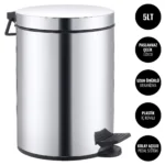 EIM TCSS5C Kapaklı Pedallı Paslanmaz Çelik Çöp Kovası 5LT W6TEPTTCES5C Lidded Pedal Stainless Steel Trash Can #ıslakhacim #çöpkovası @kircaco