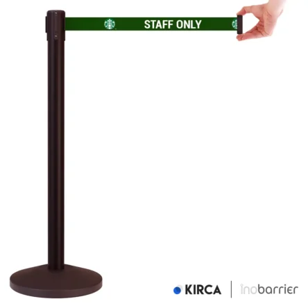 InoBarrier BBBP3J Baskılı Siyah Şerit Bariyer 3m Yeşll Şerit S6TECTBBIM3J Printed Black Retractable Belt Barrier 3m Jungle Green Belt #guvenlikekipmanlari #seritbariyer @kircaco