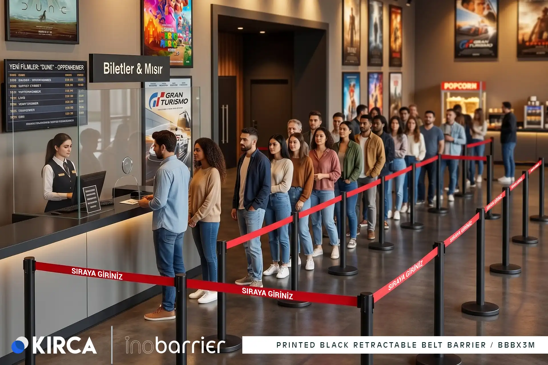InoBarrier BBBP3M Baskılı Siyah Şerit Bariyer 3m S6TECTBBIM3M Printed Black Retractable Belt Barrier 3m #guvenlikekipmanlari #seritbariyer @kircaco