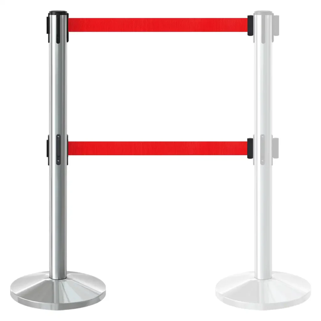 InoBarrier BBCD3R Krom Çift Şerit Bariyer 3m Kırmızı Şerit S6TEPTBBID3R Chrome Dual Retractable Belt Barrier 3m Red Belt #guvenlikekipmanlari #seritbariyer @kircaco