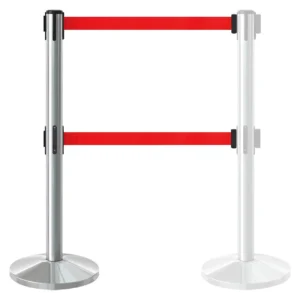 InoBarrier BBCD3R Krom Çift Şerit Bariyer 3m Kırmızı Şerit S6TEPTBBID3R Chrome Dual Retractable Belt Barrier 3m Red Belt #guvenlikekipmanlari #seritbariyer @kircaco