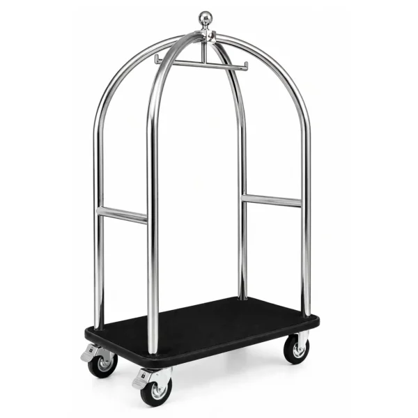 EIM LTCSD1 Paslanmaz Çelik Askılı Kubbeli Valiz Taşıma Arabası H6SEPTLTCSD1 Stainless Steel Domed Luggage Trolley with Hanging Hook #servisürünleri #otelekipmanları #resepsiyon #valiztaşımaarabası @kircaco