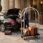 EIM LTCSD1 Paslanmaz Çelik Askılı Kubbeli Valiz Taşıma Arabası H6SEPTLTCSD1 Stainless Steel Domed Luggage Trolley with Hanging Hook #servisürünleri #otelekipmanları #resepsiyon #valiztaşımaarabası @kircaco