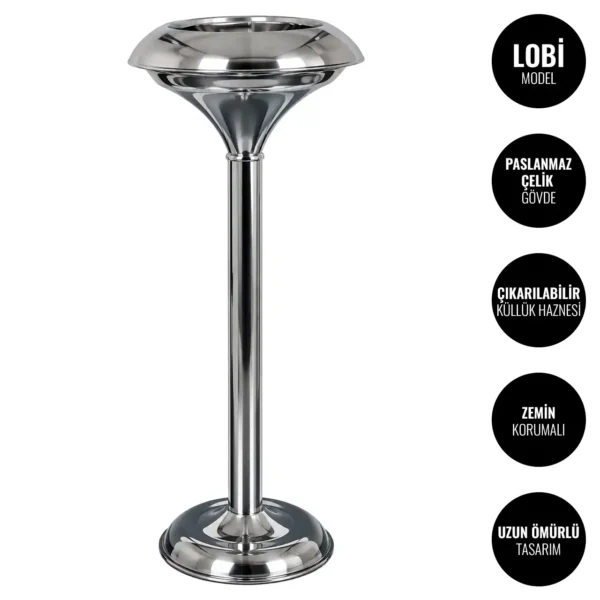 EIM ABLA1C Paslanmaz Çelik Lobi Küllük W6CEPTEABL1C Stainless Steel Ashtray Bin